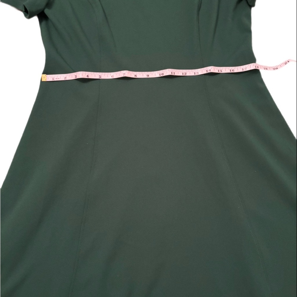 Karl Lagerfeld Paris Emerald Green Puff Sleeve Fit & Flare Dress - Size 12 - Picture 6 of 7